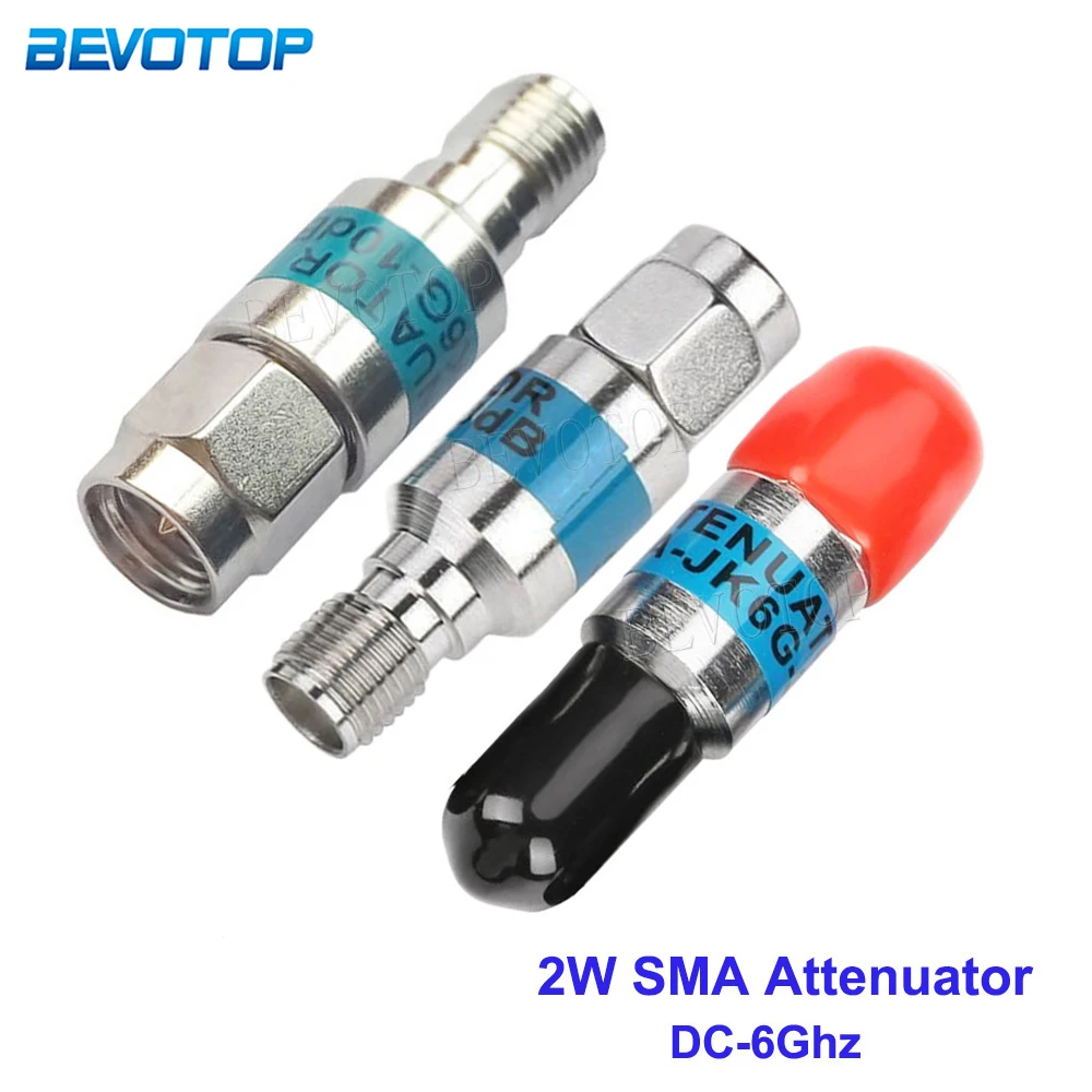 1Pcs 2W DC-6GHz 1/2/3/5/6/10/15/20/30db 50Ohm RF Attenuator SMA Male to SMA Female Coaxial Fixed Connectors 304 Stainless Steel