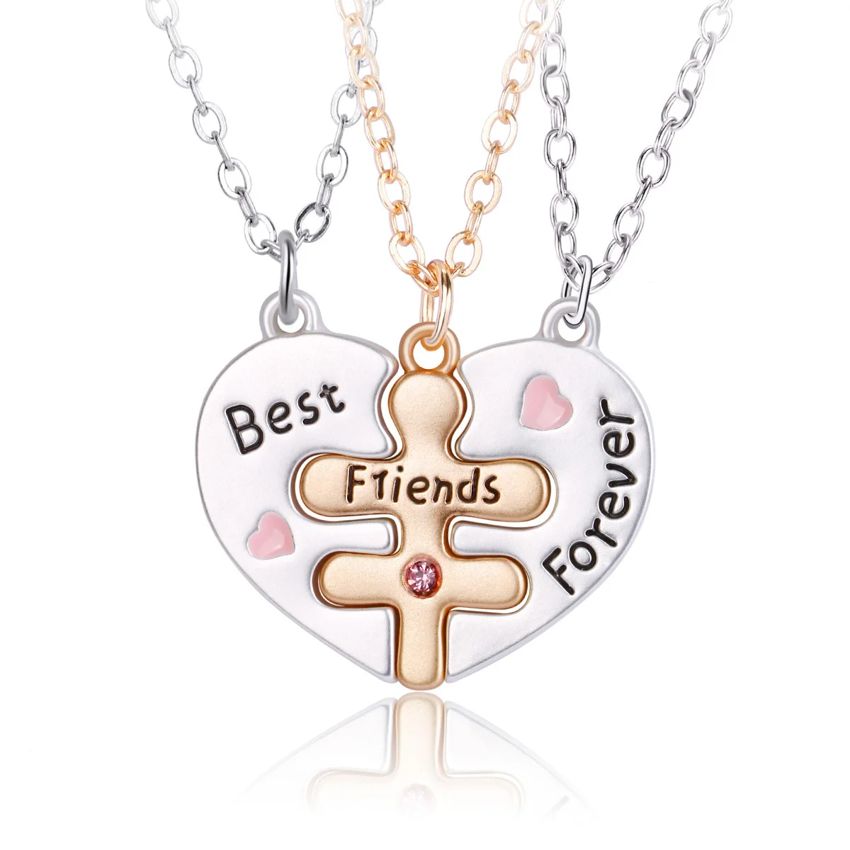 

3Pcs BFF Necklace Simple Splicing Best Friends Friendship Pendant Fashion Trend Alloy Jewelry Birthday Party Gift 2024