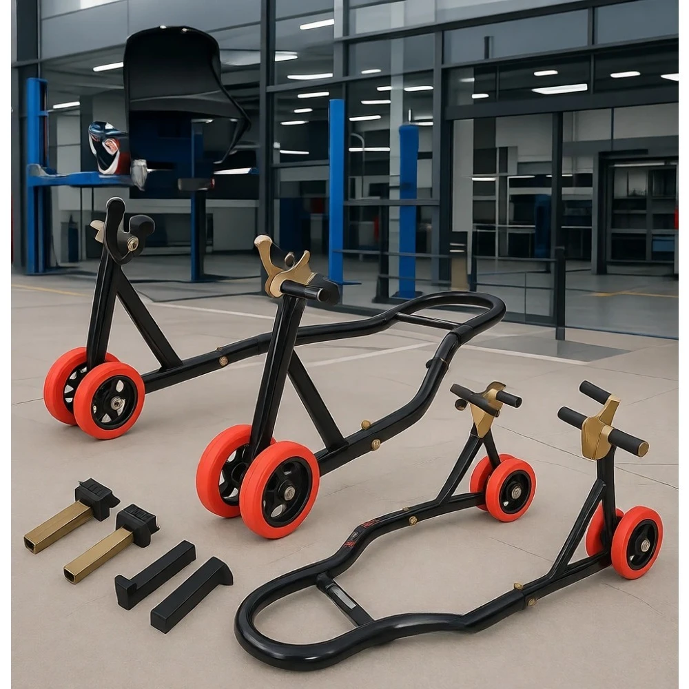 

Универсальная подставка для мотоцикла (передняя и задняя) с грузоподъемностью 850 фунтов и четырьмя адаптерами для парковки, обслуживания и чистки.