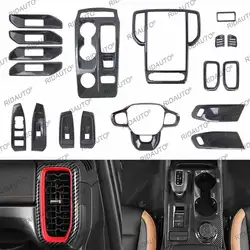Carbon Fiber Style Look Car Interior Cover For Next Gen FORD RANGER WILDTRAK 2023 2024 Upgrade Trim Overlay Panel Decoration