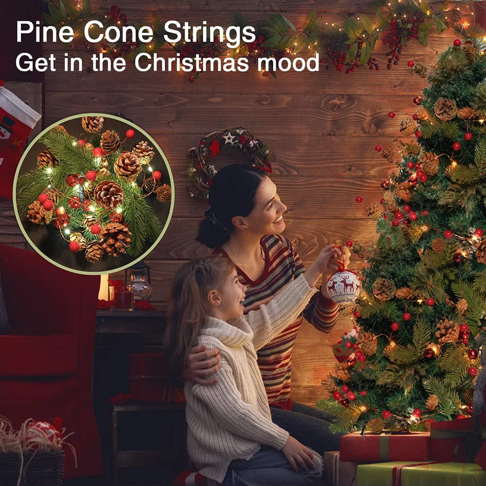 2M 20leds Tannenzapfen Fee Lichterketten Batteriebetriebene DIY Hochzeit Weihnachtsdekoration Girlande Licht Urlaub Party Lichter