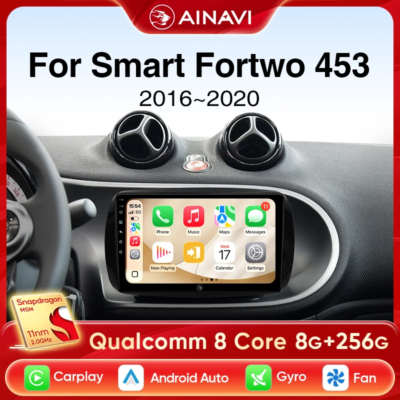 Ainavi Car Radio For Mercedes Benz Smart Fortwo 453 2015 - 2020 Android 13 Wireless Carplay Android Auto Multimedia Player HDMI