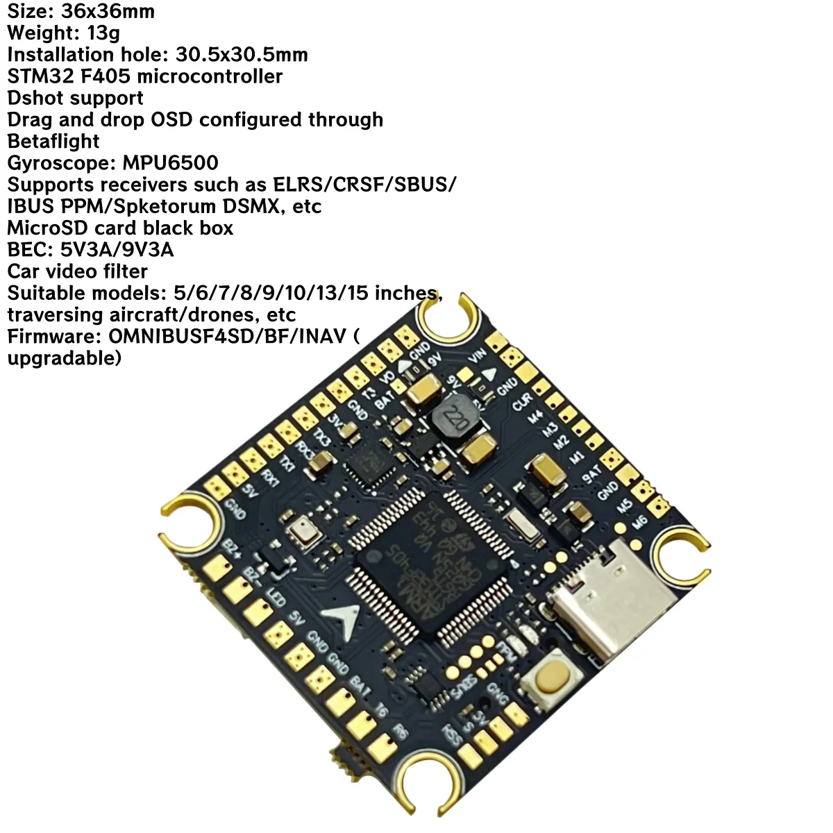 XFlight Hobby F405 V3 Flight Controller BLS 4-in-1 50/60A ESC FC Stack Support BetaFlight/INAV For RC FPV Drone Plane Quadcopter