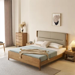 Nordic solid wood bed Japanese simple single master bedroom ash household small apartment 1.8 m double bed