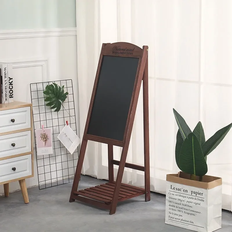 Solid wood folding store signboard rack retro stand display rack floor-standing handwritten billboard can be erased