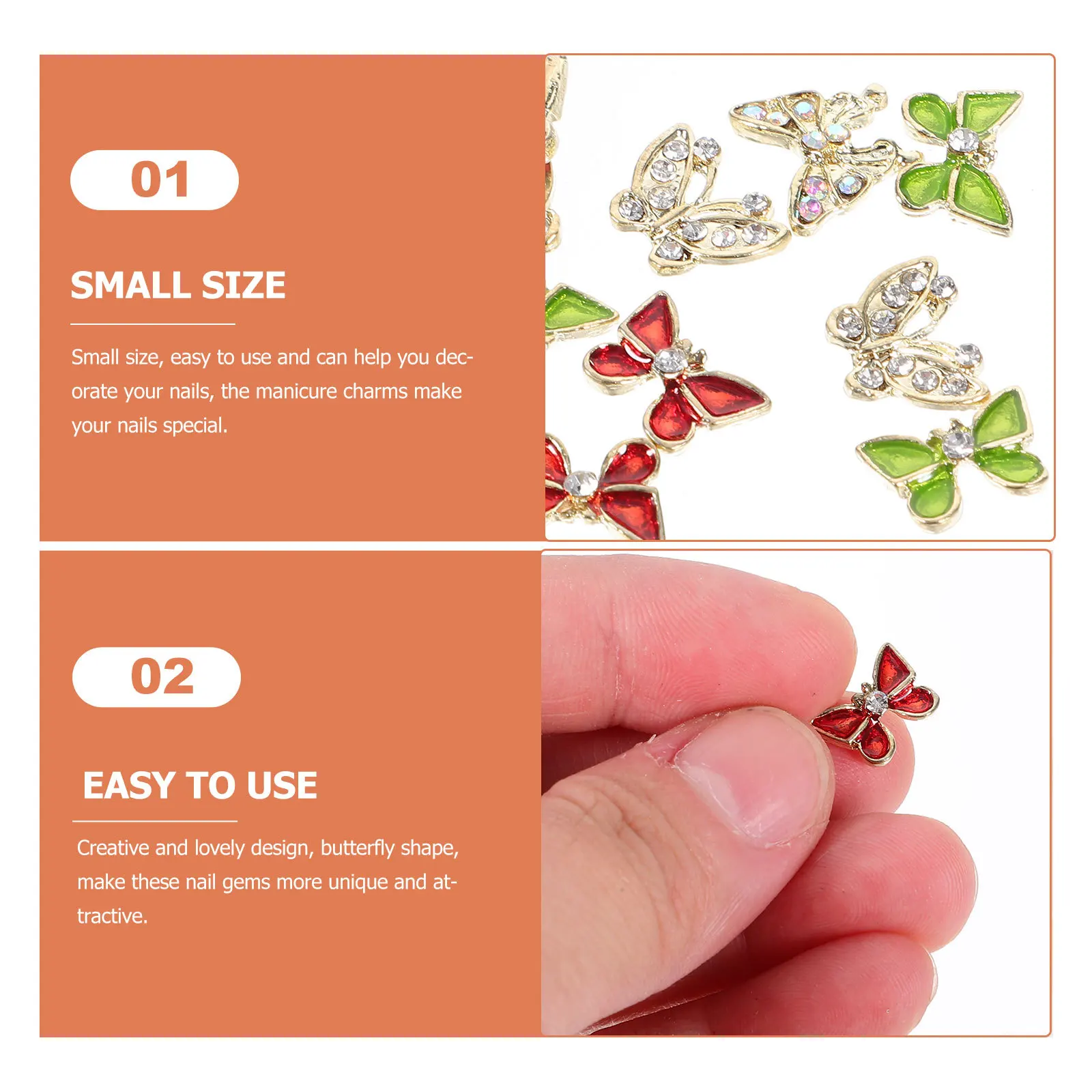 

40Pcs Butterfly Nail Charms Exquisite Colors Small Size DIY Nail Decorations Manicure Gems for Women Nails Manicure Charms