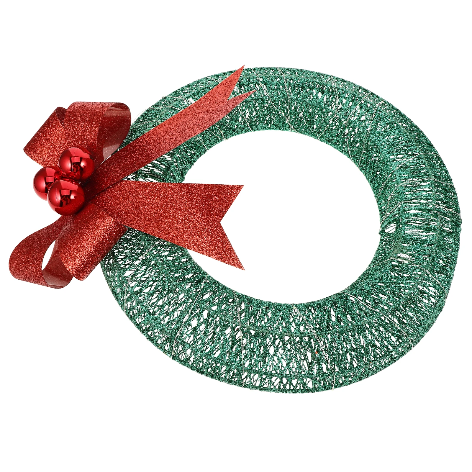 

LED Christmas Wreath Red Ribbon Bow Warm Light Operated Festive Decor Home Wall Window Fireplace Door Holiday Party