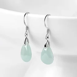 Burmese Jade Water Drop Earrings Certificate Gift Real Fashion Natural Gifts Jewelry Women Charm Lucky Luxury Amulet Green