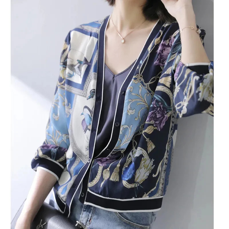 Short Coat Women's Loose Spring Cardigan Sunscreen Summer 2024 New Casual Sun-Protective Clothing Top Printing Thin Jacket