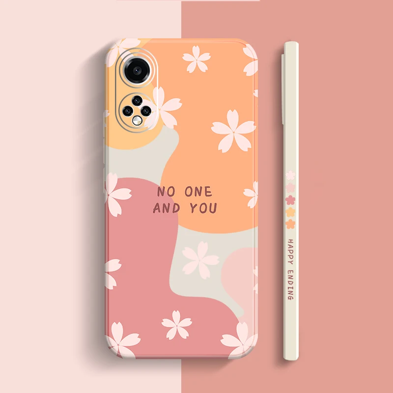 Flowers Side Pattern Phone Case For Huawei Y5 Y6 Y7 Y9 Prime 2019 2018 Y5P Y6P Y6S Y7A Y7P Y9A Y9S Cute Square Silicone Cover