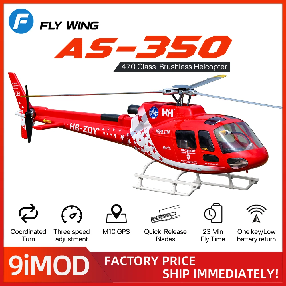 FLYWING RC Helicopter AS-350 Scale 470 Class Plane ACE Flight Controller with M10 GPS Auto RTH 23Min Flight Brushless Helcopter