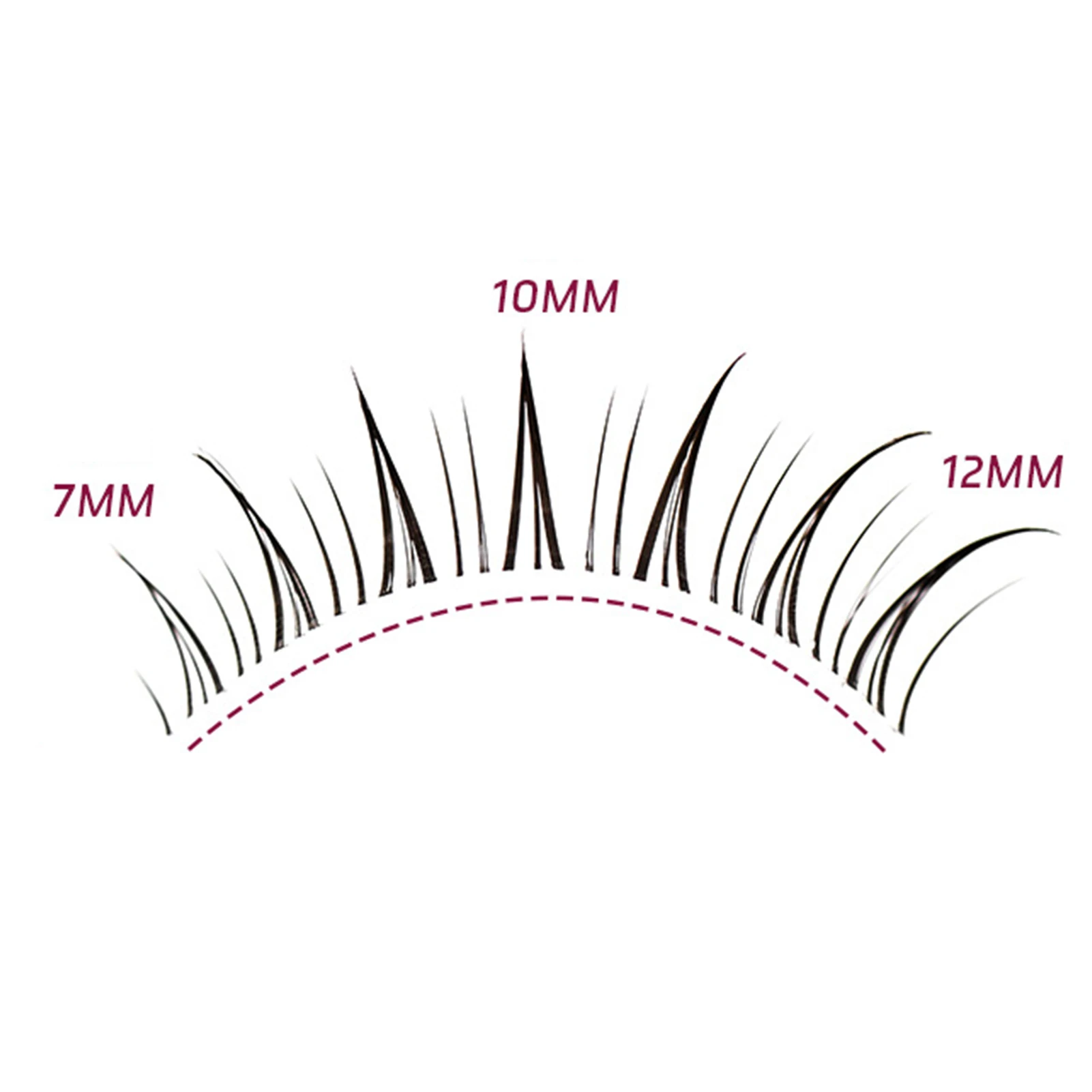 Cílios postiços vison natural, tipo A, em forma de V, tronco transparente, chicotada atualizada, 7-12mm, 5 pares