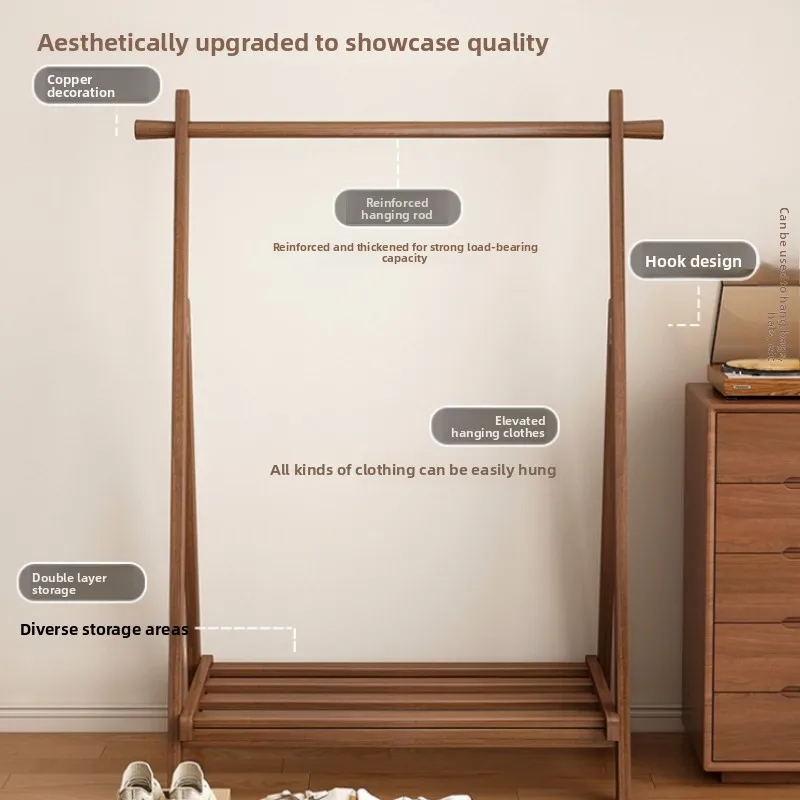 Appendiabiti multifunzionale in legno massello dal pavimento al soffitto per camera da letto, stendibiancheria per uso domestico, portaoggetti per interni