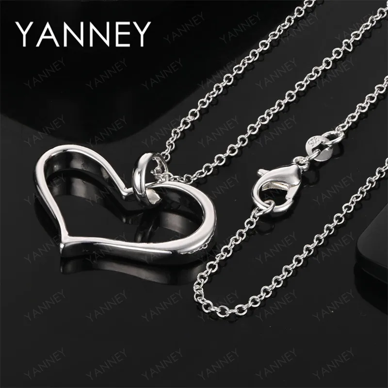 

925 Sterling Silver 16-30 Inch Fashionable Exquisite Heart Shape Hollow Necklace Women Wedding Luxury Gift Party Elegant