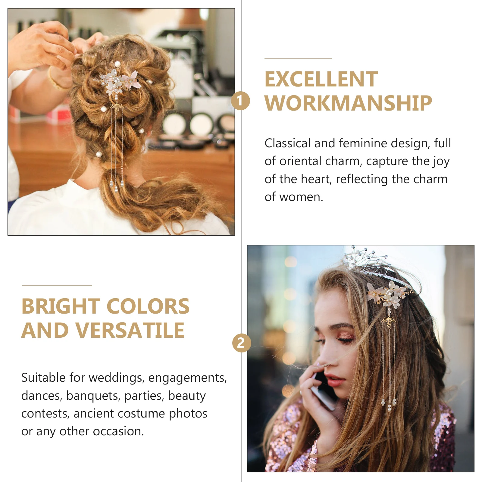 

Винтажная заколка с жемчугом, элегантные свадебные аксессуары, головной убор с кисточками Хань, свадебные заколки для волос, китайская заколка для волос, iental Charm