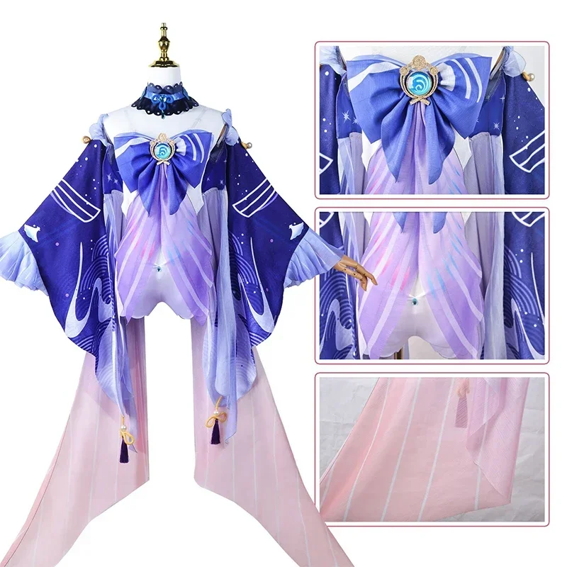 Spiel Genshin Impact Sango nomiya Kokomi Cosplay Kostüm Kleid Perücke Outfit Kokomi Genshin Cosplay Kostüme Halloween Kostüme Frauen