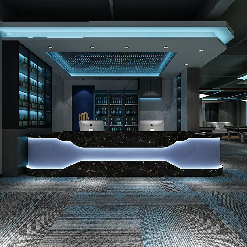 

For Cafe Shop Billiard Halls Coffee Bar Counter Milk Tea Shop Design Modern Stainless Steel Checkout Reception Desk