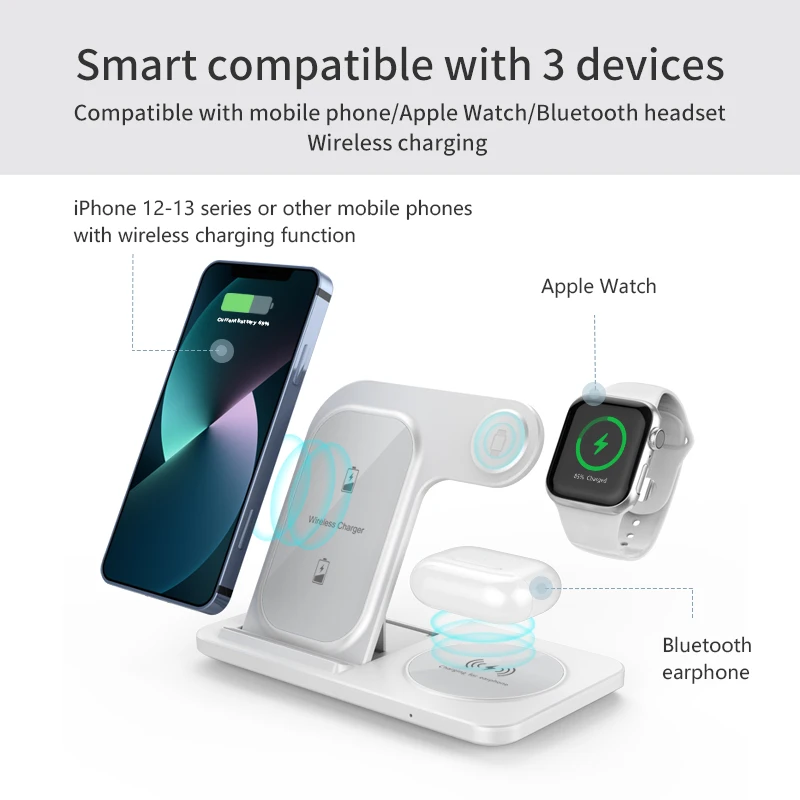 3in1 Fold Wireless Charger Panel for iphone 16 pro max / iPhone 15 iWatch Ultrathin Charging Station Portable Wireless Charger