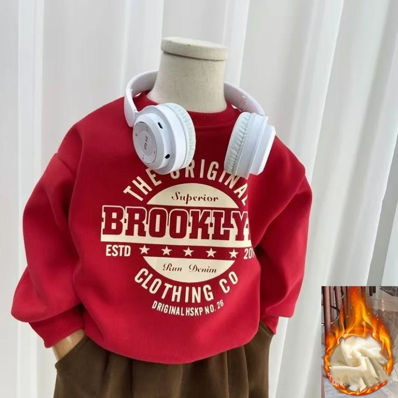 봄 솔리드 운동복 아동 의류 2025 새로운 가을 패션 느슨한 캐주얼 풀오버 어린이 긴 소매 면화 Tracksuits 2-8 Y