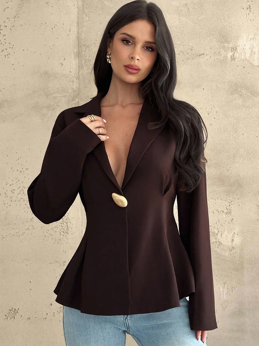 

Новый женский элегантный приталенный блейзер-жакет 2026 года в европейском стиле, модный кардиган с открытым передом