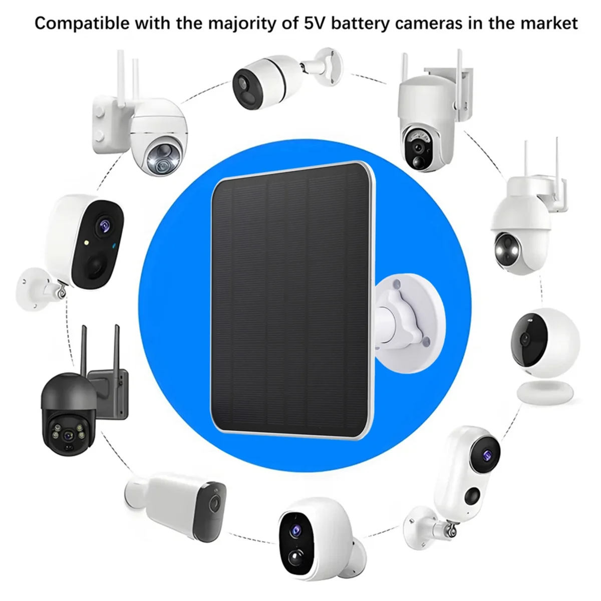 Panel Solar impermeable para exteriores, dispositivo de 5W, carga de 5V para anillo, foco, cámara y anillo, puerto de Terminal de junta tórica