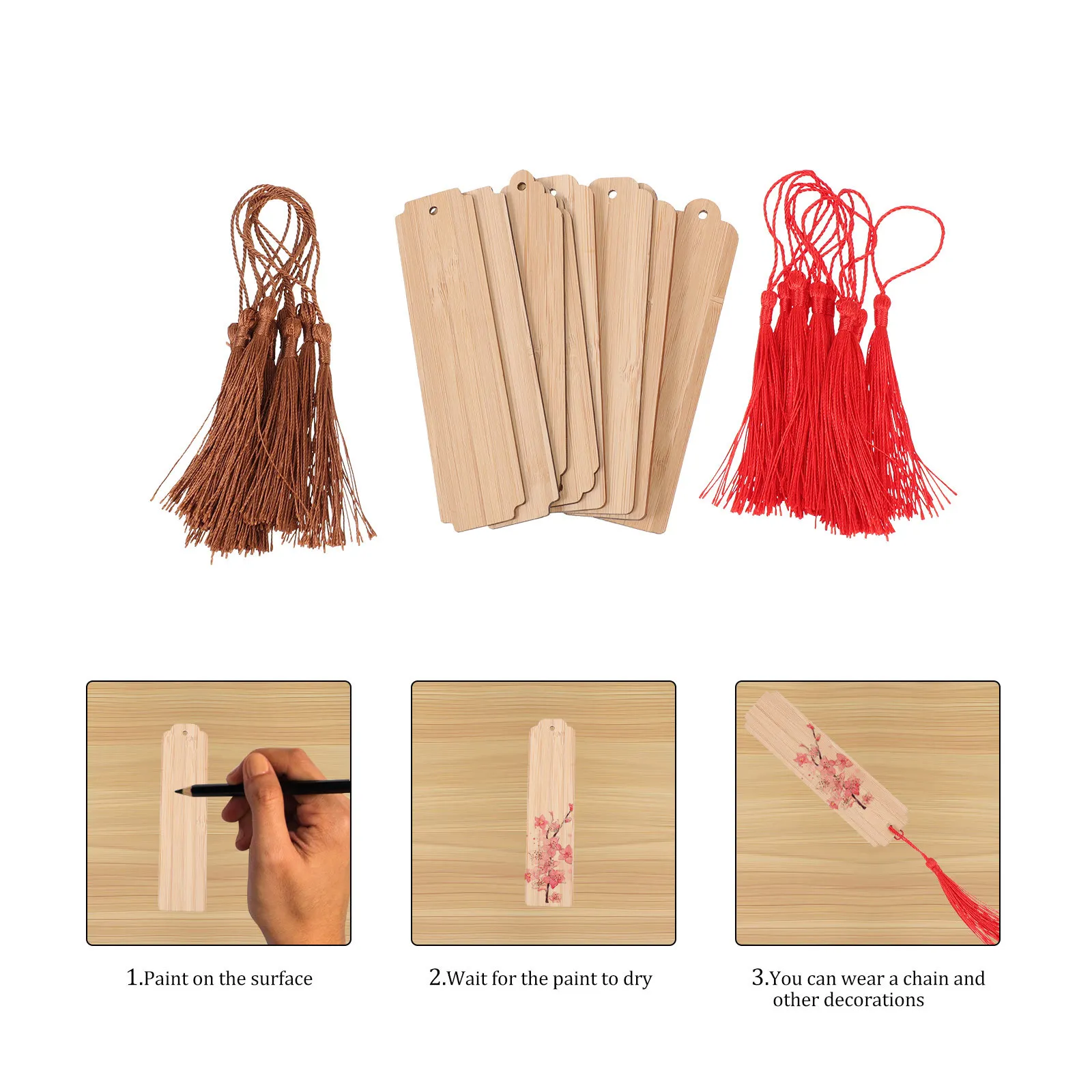 1 مجموعة DIY فارغة الخيزران الإشارات المرجعية المجلس للحرف اليدوية القراءة الفائدة هدية DIY الإشارات المرجعية فارغة