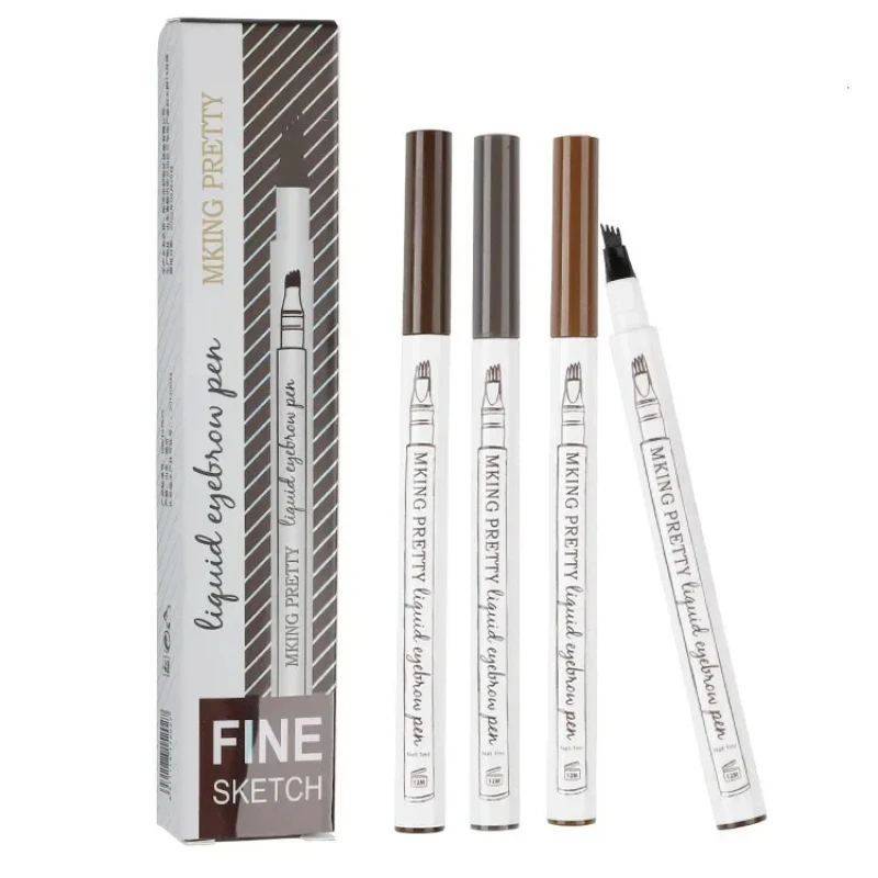 Eyebrow Pencil Women Micro-Fork Waterproof Double-headed Eyebrow Tattoo Natural Long Lasting Makeup Paint Triangle Eyebrow Pen