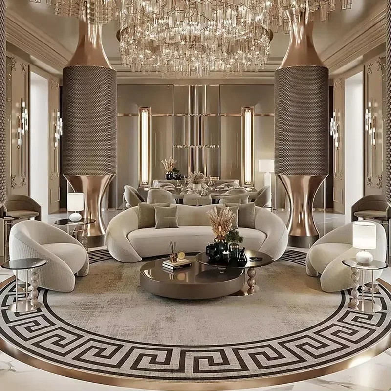 High End Curved Velvet Sofa Designer 1 2 3 Seater Sectional Fabric Sofa Set Premium Villa Hotel Home Italian Style