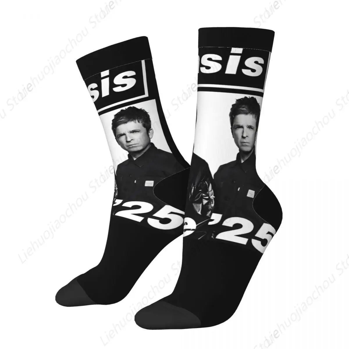 Funny Live '25 Tour Rock British Band Skateboard Socks O-Oasis Polyester Long Socks for Unisex