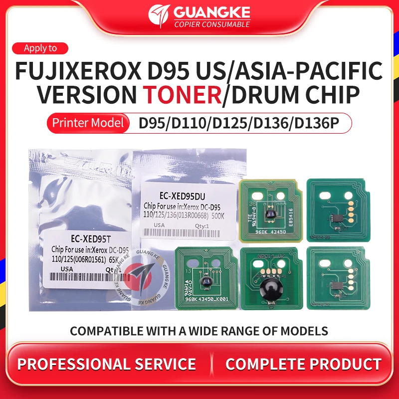 ตรวจสอบและแนะนำชิปตัวถัง D95 สำหรับเครื่องพิมพ์ Xerox D110/D125 รุ่นเอเชียแปซิฟิกและสหรัฐอเมริกา ใช้งานได้จริง รองรับรหัส CHN 110
