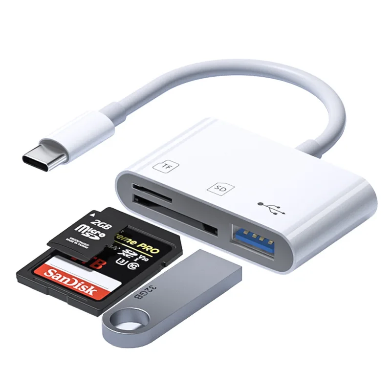 5PCS High-Speed Triple-In-One SD Card Reader Multi-Functional Type-C Android USB OTG Adapter with Multiple Ports for TF Card