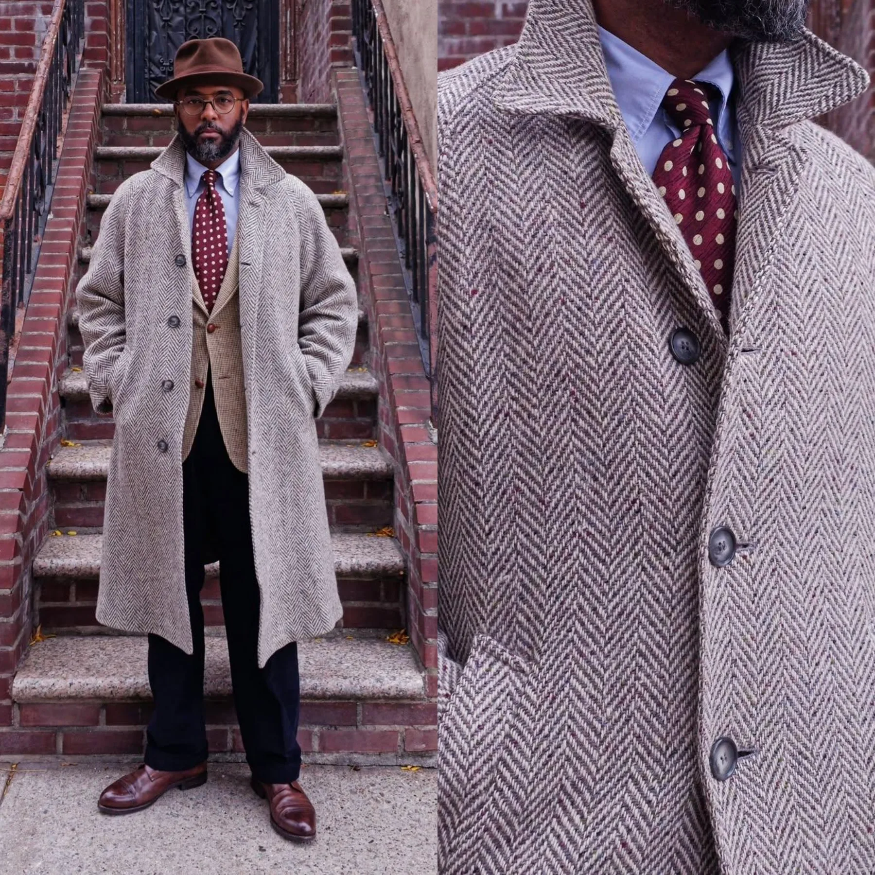Customized One Piece Men Long Jacket Herringbone Man Jacket Wedding Coat for Prom Party Winter Windproof Wear