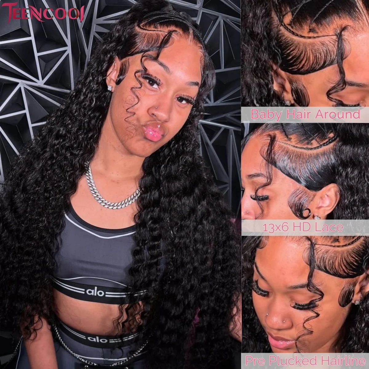 

13x6 Парик фронта шнурка с глубокими волнами Человеческие волосы для женщин Парик с глубокими вьющимися волосами Предварительно выщипанный 13X6 HD Парик фронтальной части шнурка Человеческие волосы с волосами ребенка