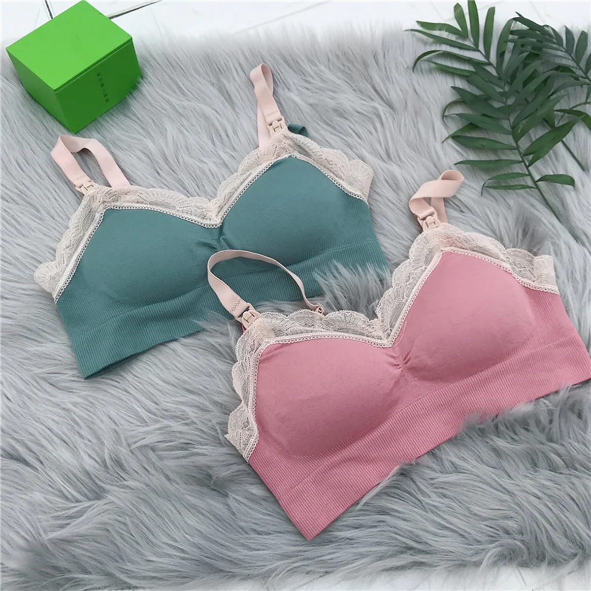 

1Pcs Pregnant Women Wireless Bra Lace Full Coverage Comfortable Push Up Breathable Adjustable Strappy Bra Size Xl Pink