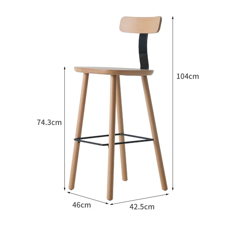 Nordic Modern Simple Bar Chair Household High Stool Backrest Island Chair Designer Easy to Use