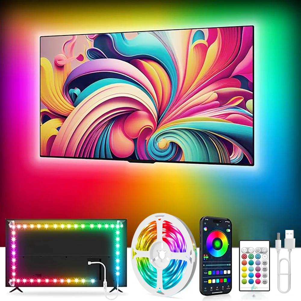 

5050 RGB LED Strip Light USB Bluetooth 24K App 5V LED Lights Flexible Led Ribbon RGB TV BackLight Diode Tape 2M-10M