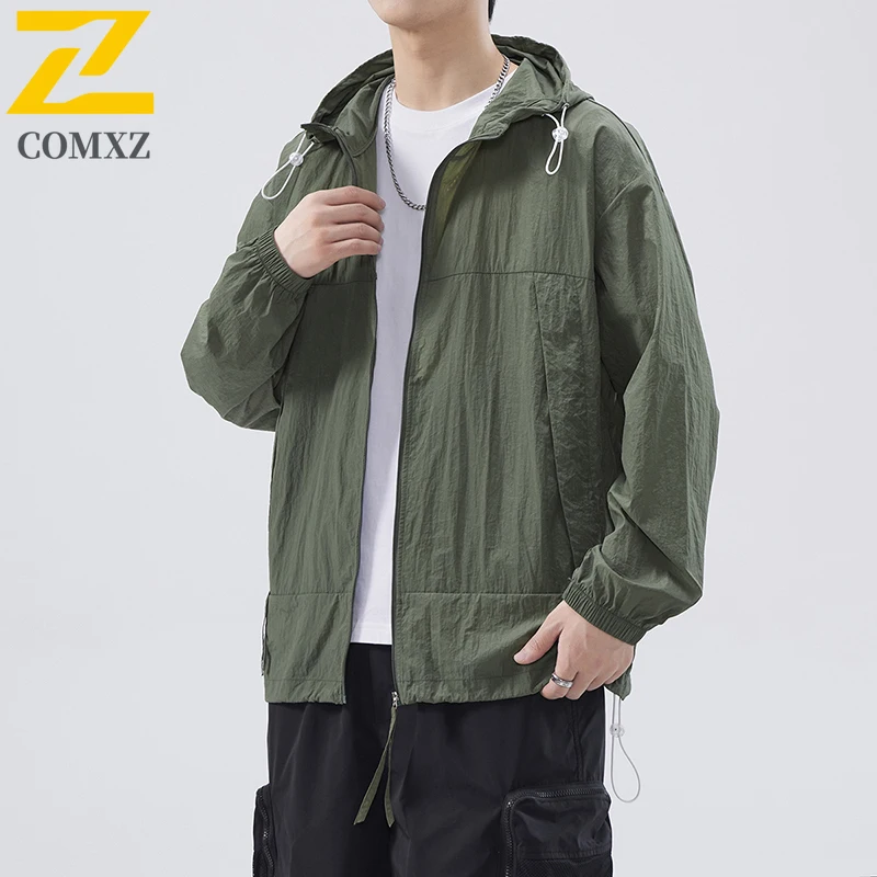 Ice Silk Men Sun Protection Jacket Ultra Light Quick Drying UPF50+UV Resistant Hooded Skin Jacket Outdoor Cycling Camping Jacket