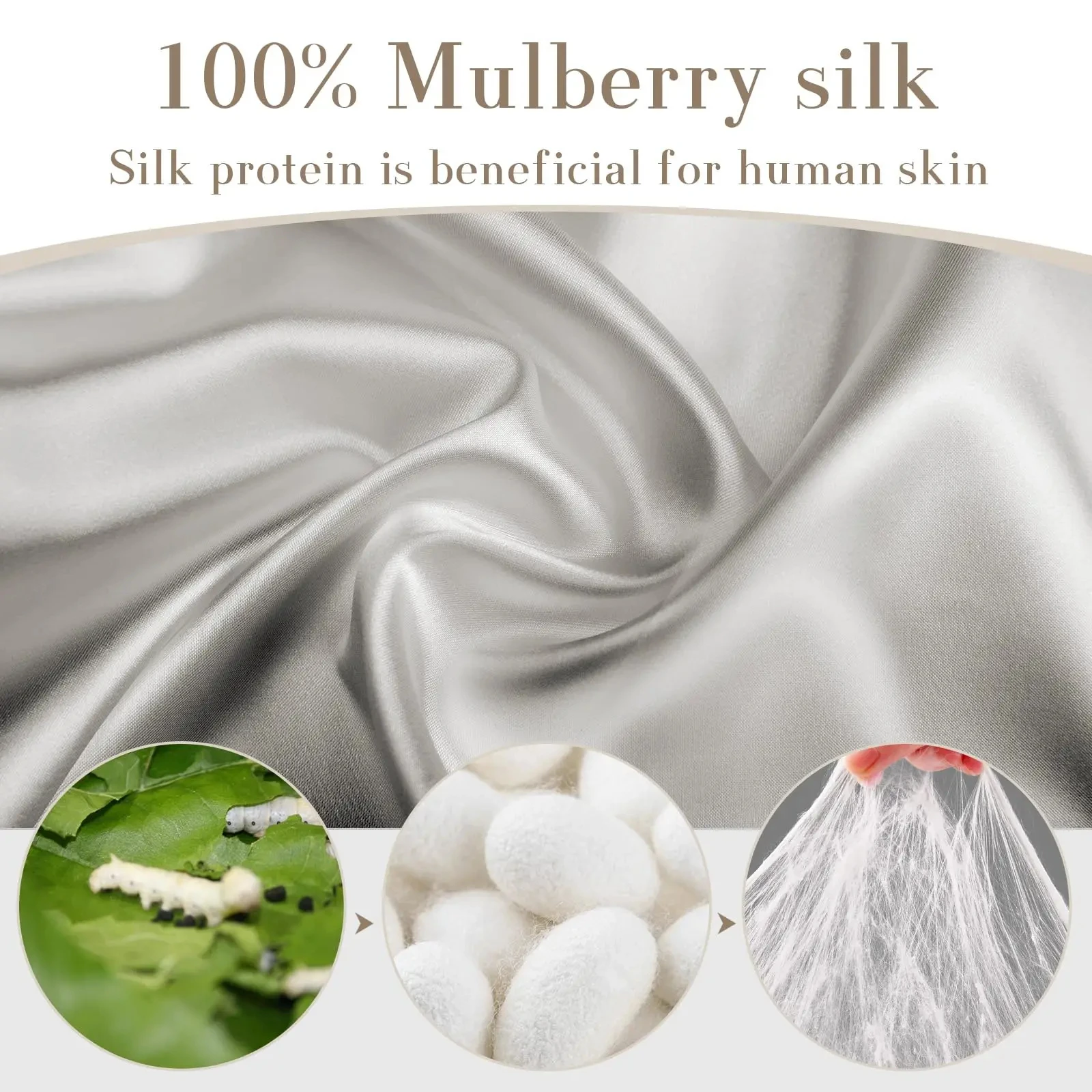 Silk Sleep Mask Soft Pressureless Sleeping Mask 100% Mulberry Silk for Eye Skin Anti Wrinkles,Adjustable Wide Velcro Ear Cover