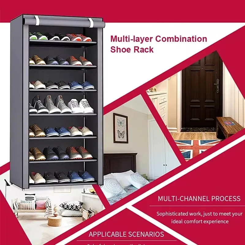 6/8/10 Layers Shoe Rack Organizer Dustproof Shoe Cabinet Multilayer Nonwoven Home Furniture Space-saving Cabinets Shoes Shelf image 4