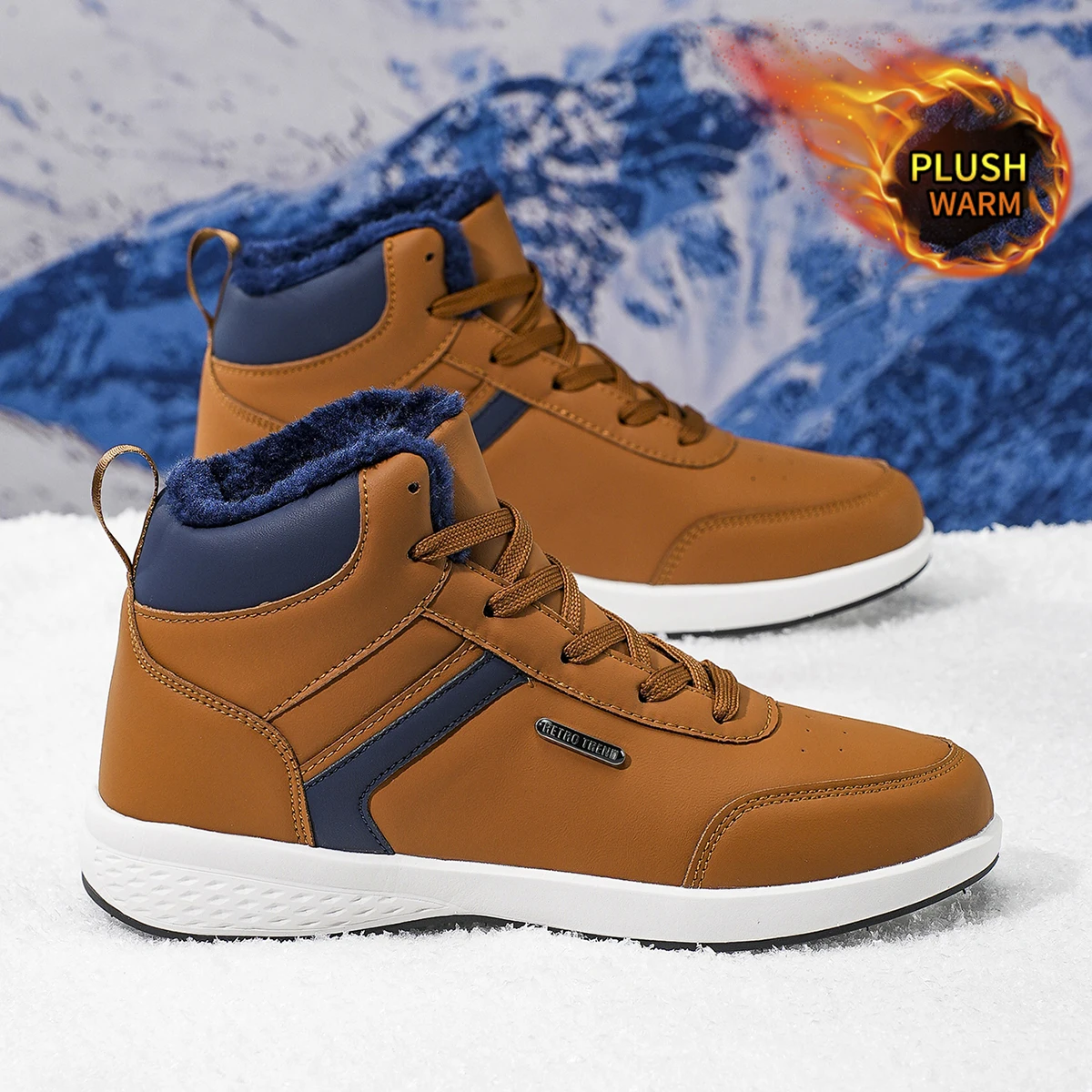 Herren-Sportschuhe in großen Größen mit Plüsch-Innenfutter, Outdoor-Wanderschuhe, bequeme, lässige, modische Trainingsschuhe für Paare – Detail 4