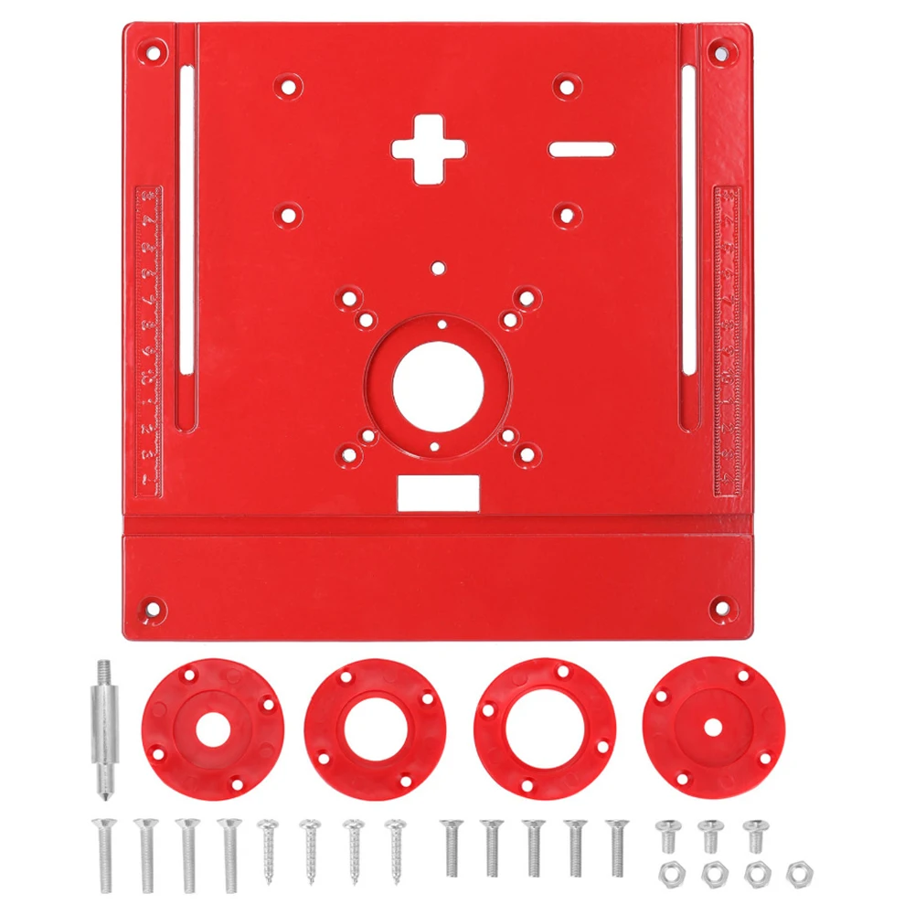 Red Aluminum Router Table Insert Plate 240x245mm With Screws For Woodworking Benches Drilling Tool Accessories