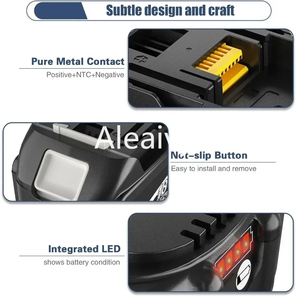 18V 3Ah 6Ah 9Ah Rechargeable Battery Pack Charge For Makita BL1830B BL1850B BL1850 BL1840 BL1860 Replacement Lithium Ion Battery