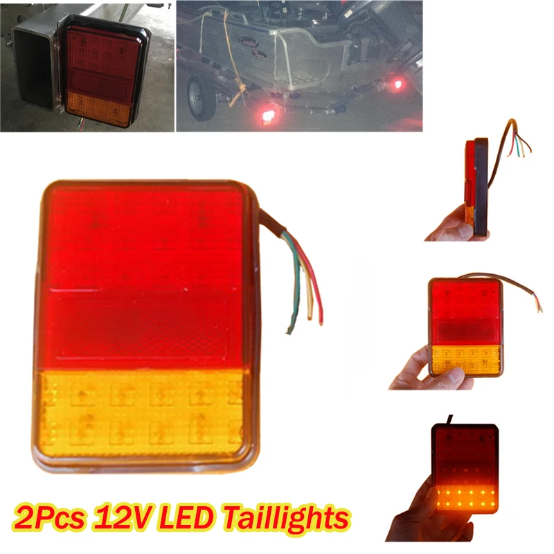 Waterproof LED Warning Taillight 2Pcs 30-LED High Bright DC 12V Fit Trailer Truck Boat Car Modification