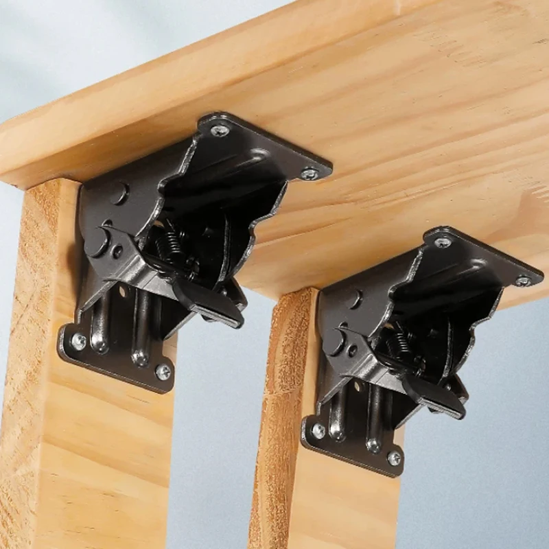 2PCS Foldable Bracket, Self-Lock Hinge Hardware with Screws Lock Extension Support for Table Leg, 90 Degree Heavy Duty,Pack of 2
