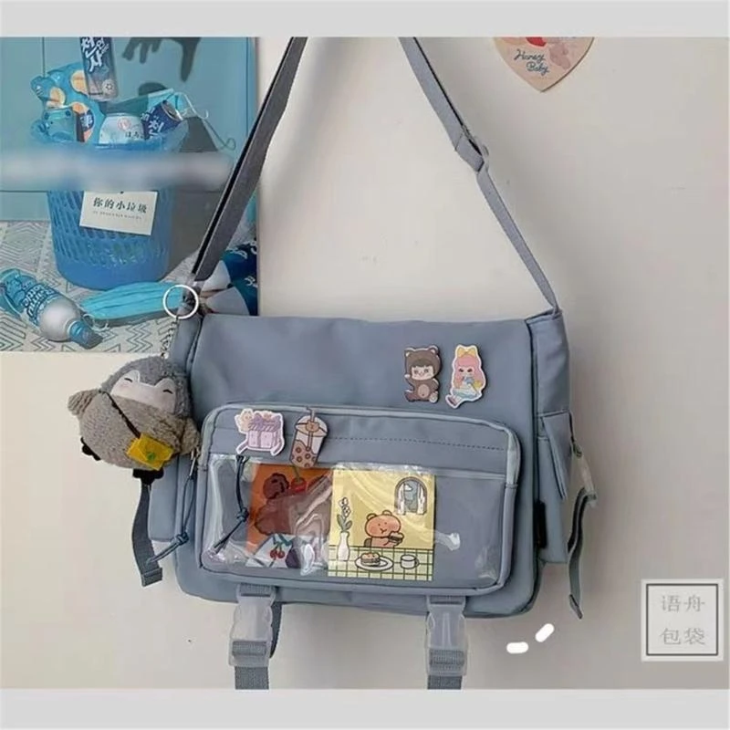 

G5AE Japanese Crossbody Bag Nylon Book Bag Transparent Itabag Women Handbags