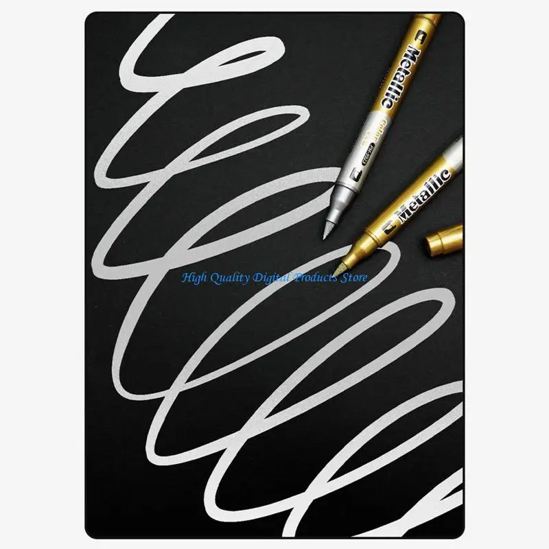 U2JE Double Sided Brush Pen Gold Silver Metallic Brush Marker Fast Drying Waterproof For Invitations Greeting Card Writing