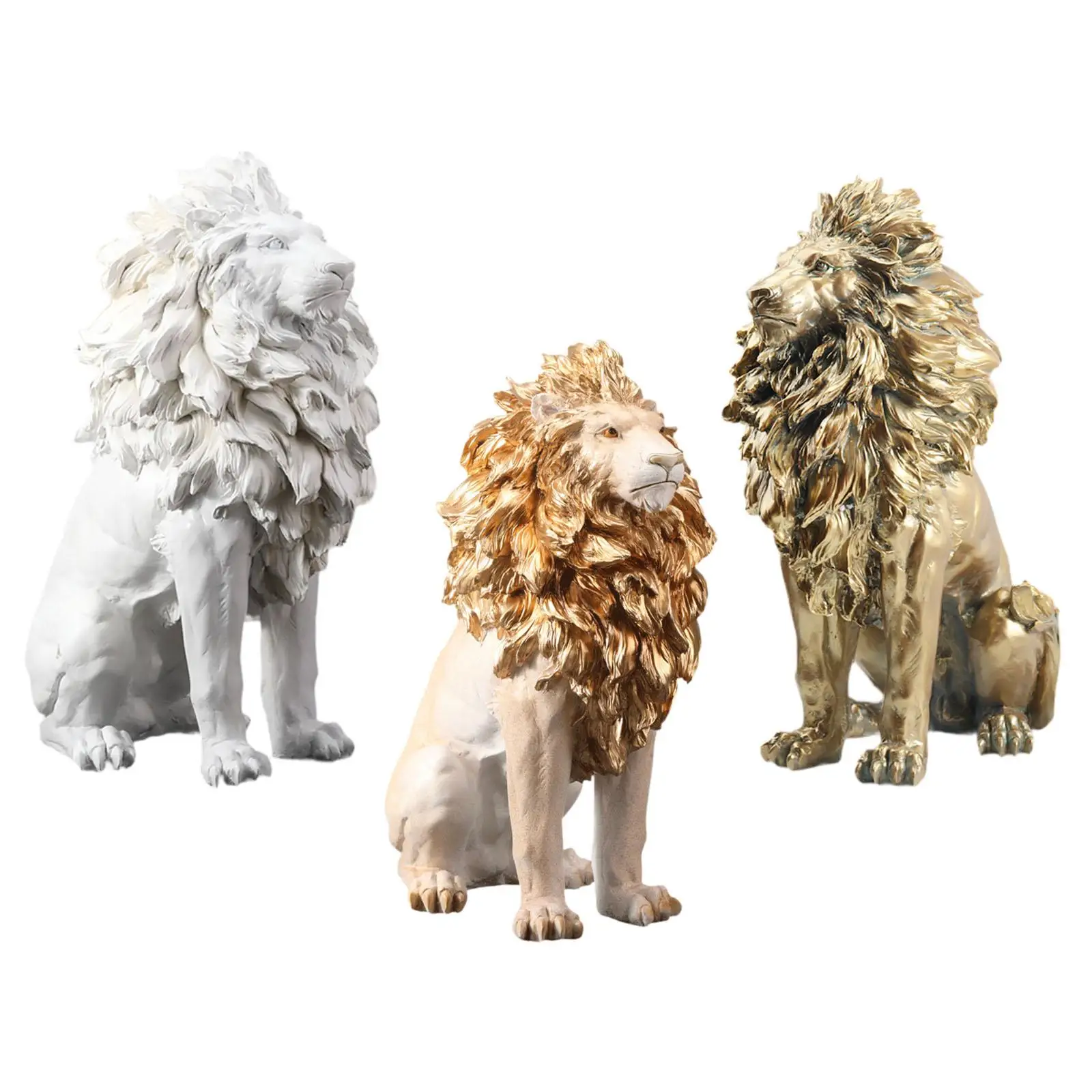 

Lion Statue Home Decor Ornament Animal Statue for Garden Doorway Living Room