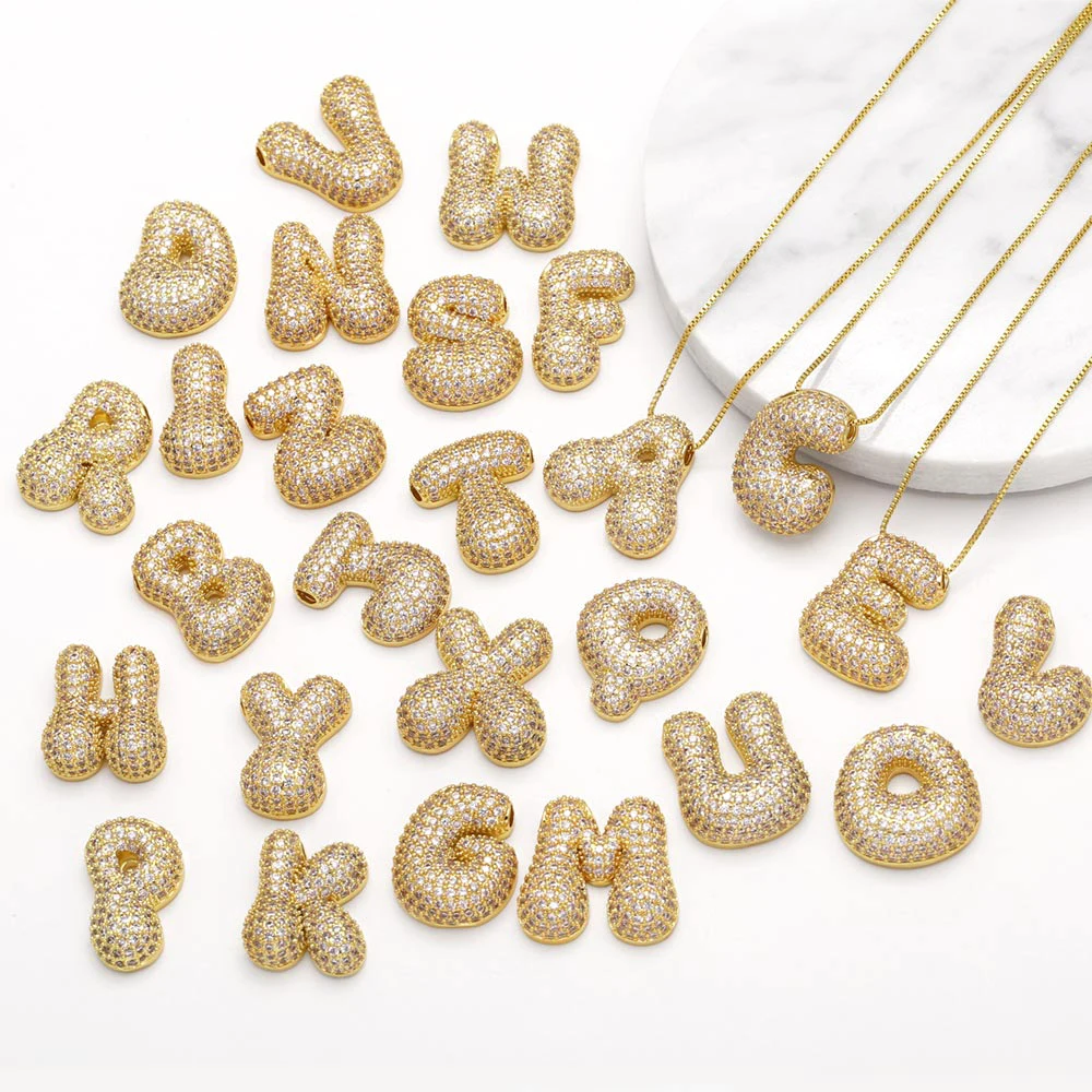 New Design A-Z Letters Necklaces for Women CZ Crystal Custom Name Initial Necklaces Statement Jewelry nkew07
