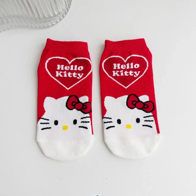 Chaussettes courtes en coton de dessin animé pour enfants, version printemps et automne, chaussettes mignonnes pour filles, accessoires vestisensparent-enfant, HelloKitty