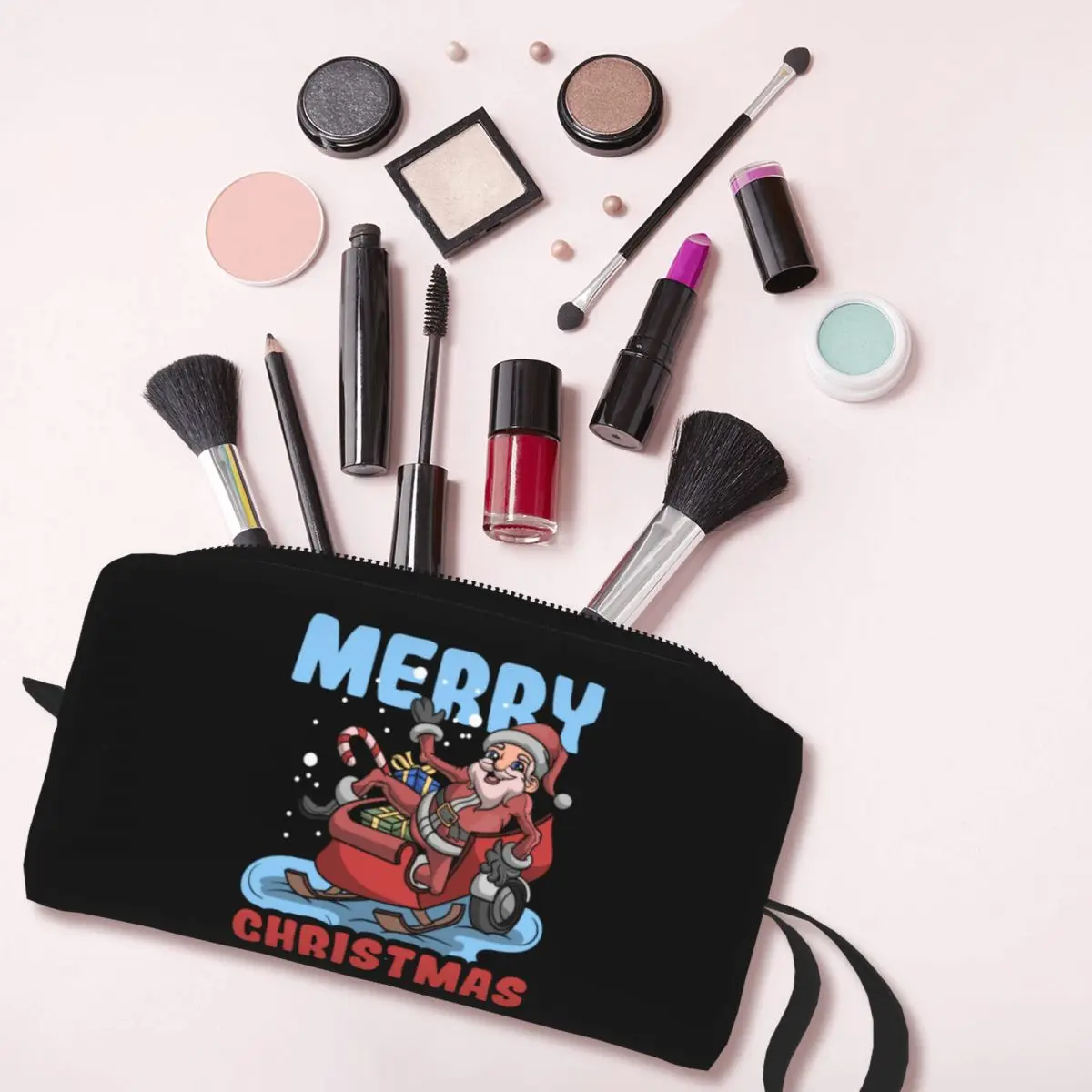 Engraçado Papai Noel Viagem Cosmetic Bag para Mulheres, Lovers Makeup Bag, Organizador De Higiene Pessoal, Armazenamento De Beleza, Kit Dopp, Feliz Natal